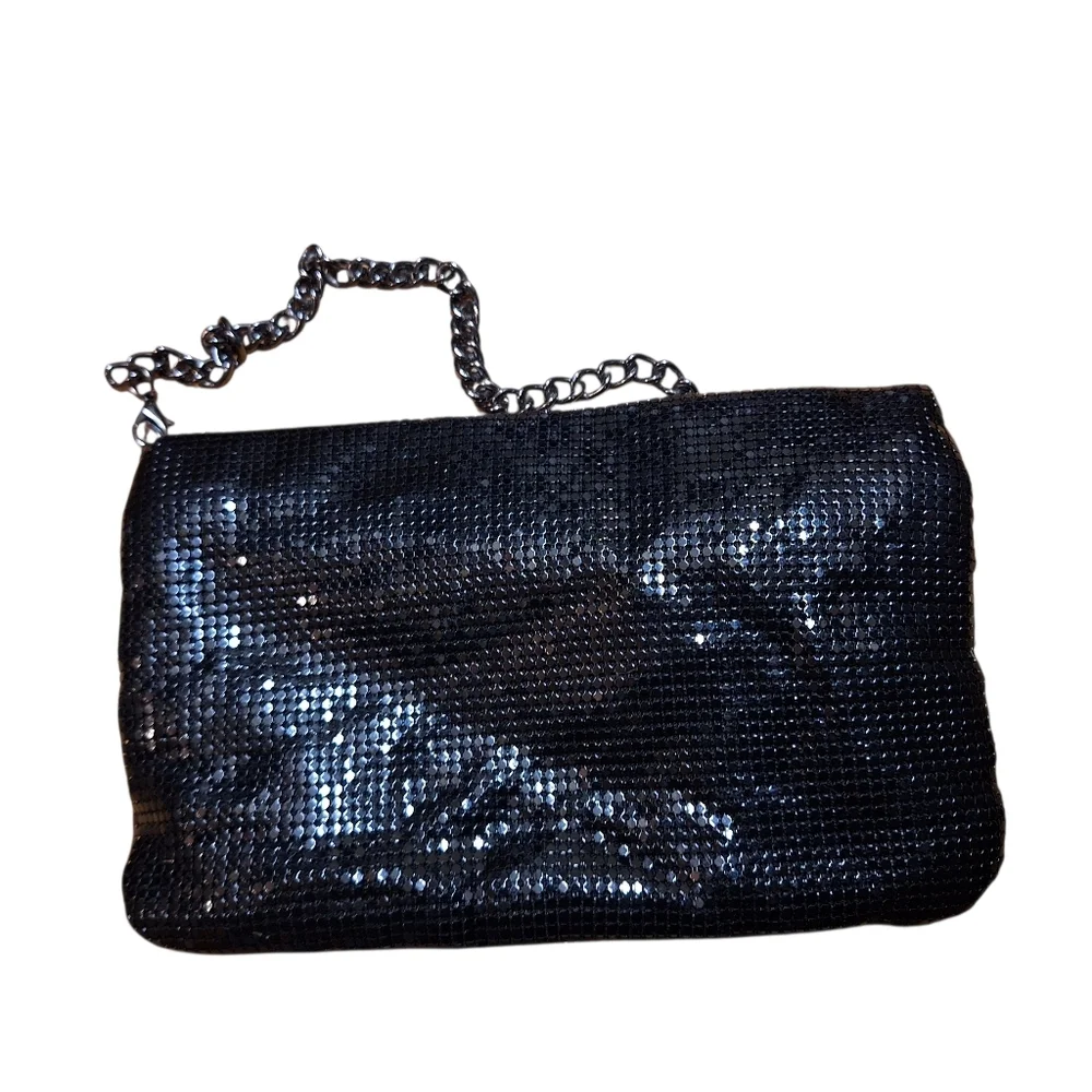 Whiting & Davis Black MESH Purse Elegant Quiet Luxury Old Money Vintage Chain